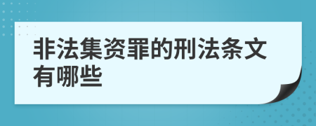 非法集资罪的刑法条文有哪些