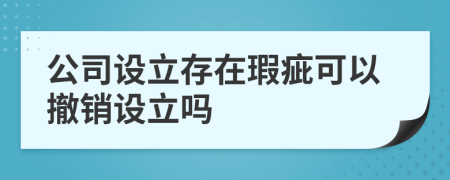 公司设立存在瑕疵可以撤销设立吗