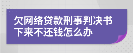 欠网络贷款刑事判决书下来不还钱怎么办