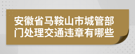 安徽省马鞍山市城管部门处理交通违章有哪些