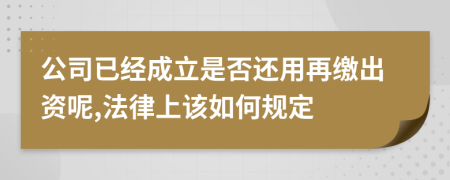 公司已经成立是否还用再缴出资呢,法律上该如何规定