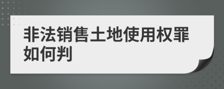 非法销售土地使用权罪如何判