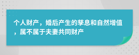 个人财产，婚后产生的孳息和自然增值，属不属于夫妻共同财产