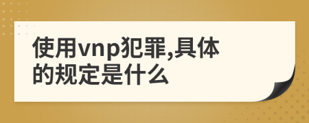 使用vnp犯罪,具体的规定是什么