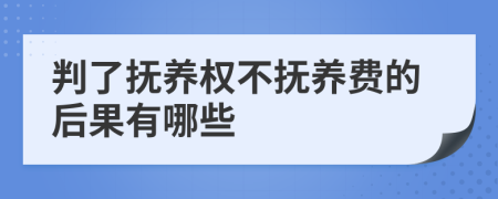 判了抚养权不抚养费的后果有哪些