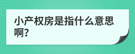 小产权房是指什么意思啊？