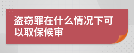 盗窃罪在什么情况下可以取保候审