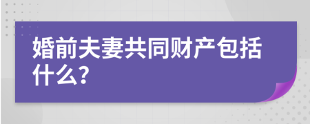 婚前夫妻共同财产包括什么？