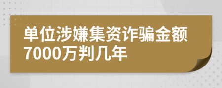 单位涉嫌集资诈骗金额7000万判几年