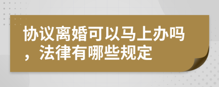 协议离婚可以马上办吗，法律有哪些规定