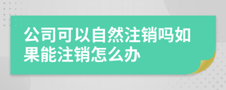 公司可以自然注销吗如果能注销怎么办