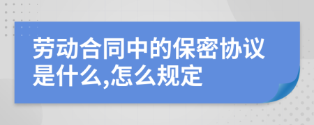 劳动合同中的保密协议是什么,怎么规定