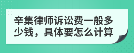 辛集律师诉讼费一般多少钱，具体要怎么计算