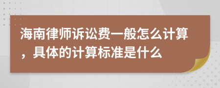 海南律师诉讼费一般怎么计算，具体的计算标准是什么