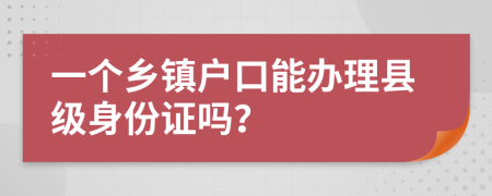 一个乡镇户口能办理县级身份证吗？