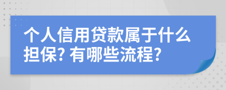 个人信用贷款属于什么担保? 有哪些流程?