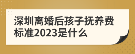 深圳离婚后孩子抚养费标准2023是什么
