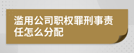 滥用公司职权罪刑事责任怎么分配