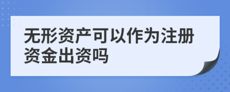 无形资产可以作为注册资金出资吗