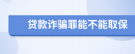 贷款诈骗罪能不能取保