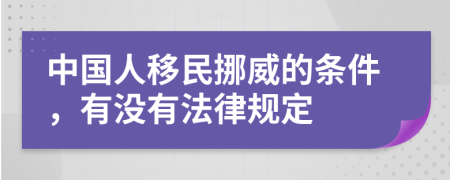 中国人移民挪威的条件，有没有法律规定