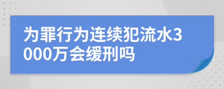 为罪行为连续犯流水3000万会缓刑吗