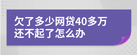 欠了多少网贷40多万还不起了怎么办