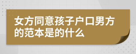 女方同意孩子户口男方的范本是的什么