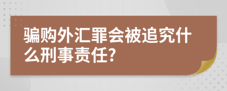 骗购外汇罪会被追究什么刑事责任?