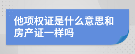 他项权证是什么意思和房产证一样吗