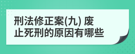 刑法修正案(九) 废止死刑的原因有哪些