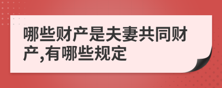 哪些财产是夫妻共同财产,有哪些规定
