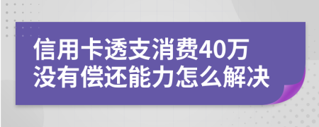 信用卡透支消费40万没有偿还能力怎么解决