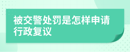 被交警处罚是怎样申请行政复议