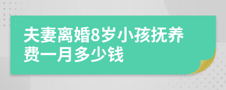 夫妻离婚8岁小孩抚养费一月多少钱