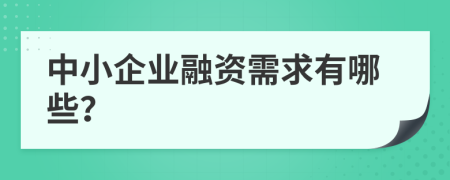 中小企业融资需求有哪些？