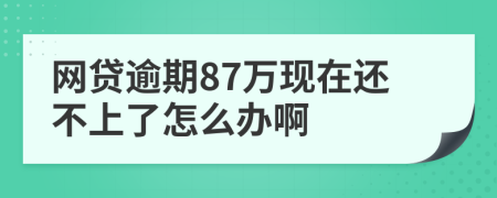 网贷逾期87万现在还不上了怎么办啊