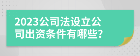 2023公司法设立公司出资条件有哪些？