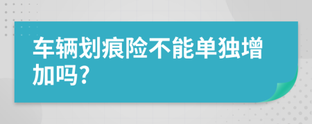 车辆划痕险不能单独增加吗?