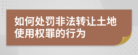 如何处罚非法转让土地使用权罪的行为