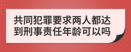 共同犯罪要求两人都达到刑事责任年龄可以吗