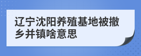 辽宁沈阳养殖基地被撤乡并镇啥意思