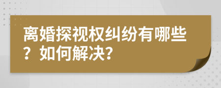 离婚探视权纠纷有哪些？如何解决？