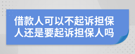 借款人可以不起诉担保人还是要起诉担保人吗