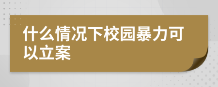 什么情况下校园暴力可以立案