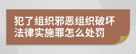 犯了组织邪恶组织破坏法律实施罪怎么处罚