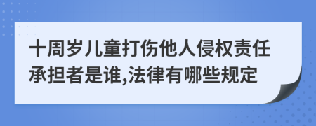 十周岁儿童打伤他人侵权责任承担者是谁,法律有哪些规定