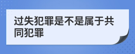 过失犯罪是不是属于共同犯罪