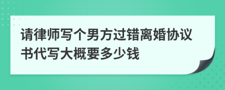 请律师写个男方过错离婚协议书代写大概要多少钱