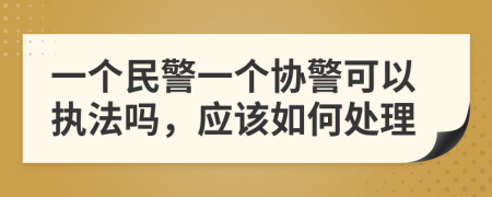 一个民警一个协警可以执法吗，应该如何处理